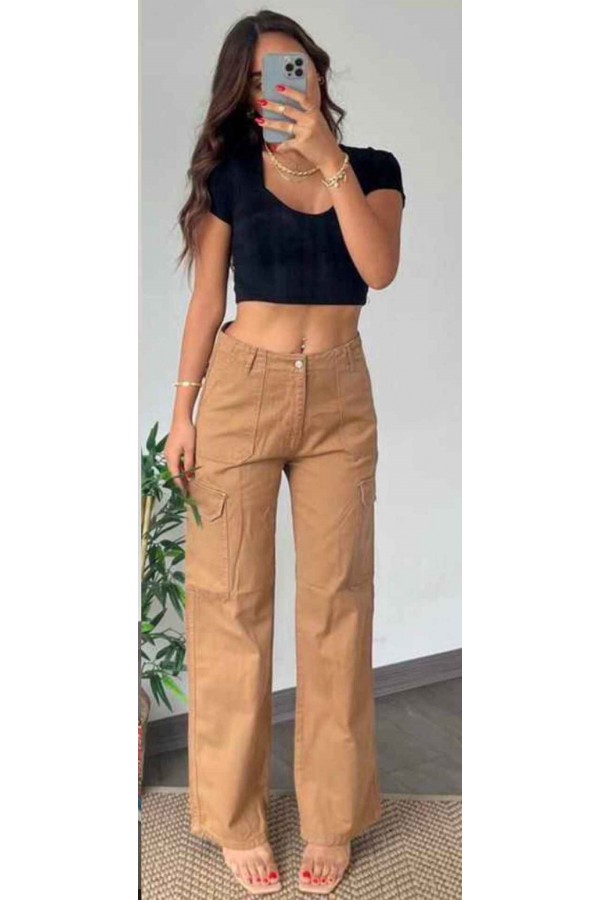 147268 camel TROUSERS