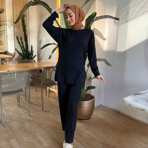 147613 TOPTAN SİYAH PANTOLON TAKIM toptan bayan giyim