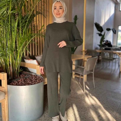 147614 TOPTAN HAKİ PANTOLON TAKIM toptan bayan giyim