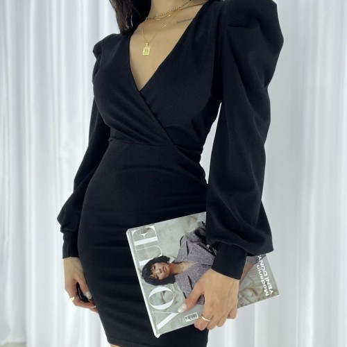 147981 TOPTAN SİYAH ELBİSE toptan bayan giyim