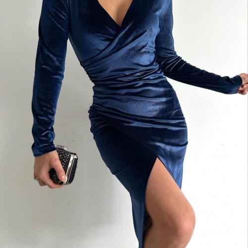 147986 TOPTAN LACİVERT ELBİSE toptan bayan giyim