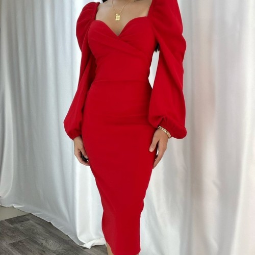 147989 TOPTAN KIRMIZI ELBİSE 147989 TOPTAN KIRMIZI ELBİSE toptan bayan giyim