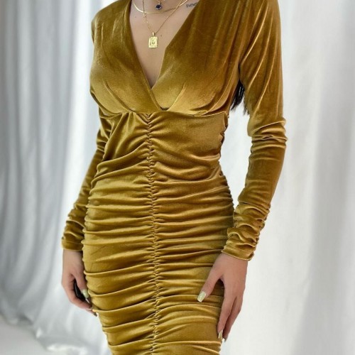 148004 TOPTAN HARDAL ELBİSE 148004 TOPTAN HARDAL ELBİSE toptan bayan giyim