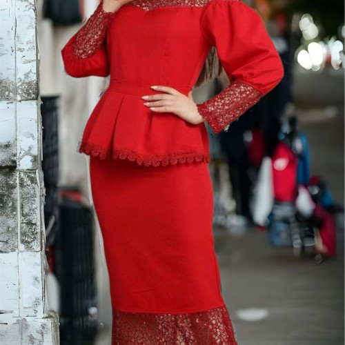 148111 TOPTAN KIRMIZI ELBİSE toptan bayan giyim