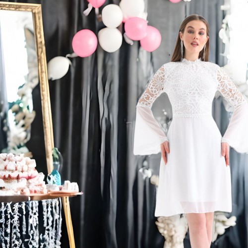 148116 TOPTAN BEYAZ ELBİSE toptan bayan giyim