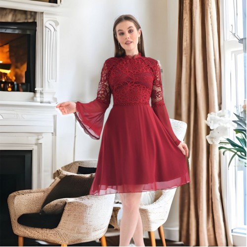 148117 TOPTAN BORDO ELBİSE toptan bayan giyim