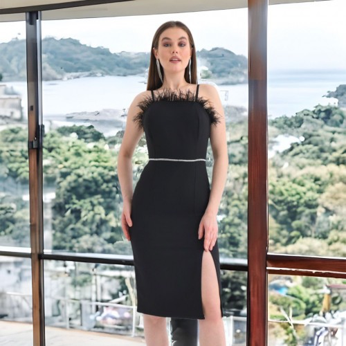 148124 TOPTAN SİYAH ELBİSE toptan bayan giyim