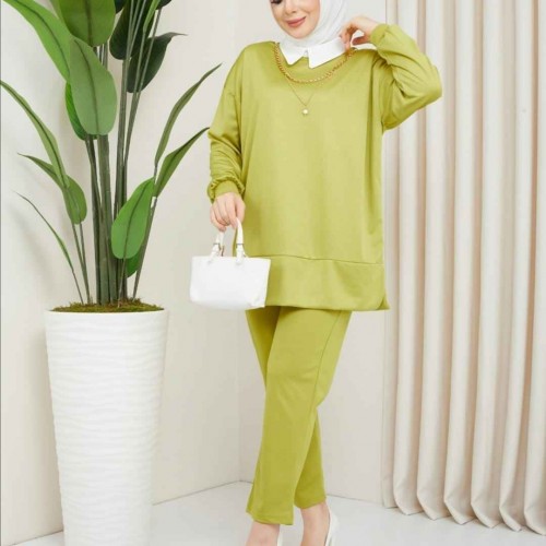 148745 TOPTAN FISTIK YEŞİLİ PANTOLON TAKIM toptan bayan giyim