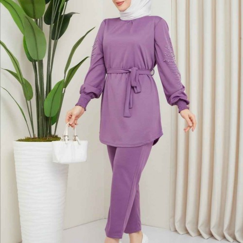 148752 TOPTAN LİLA PANTOLON TAKIM 148752 TOPTAN LİLA PANTOLON TAKIM toptan bayan giyim