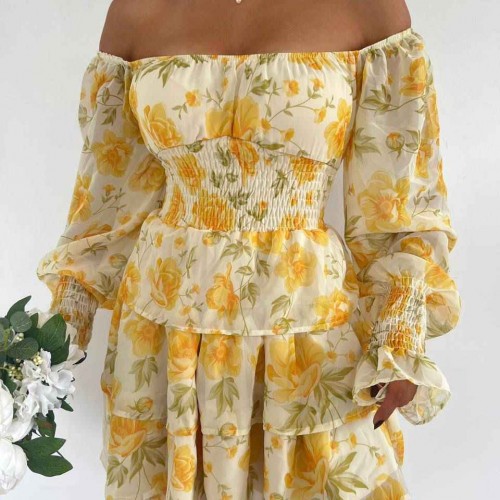 149209 TOPTAN DESENLİ ELBİSE toptan bayan giyim