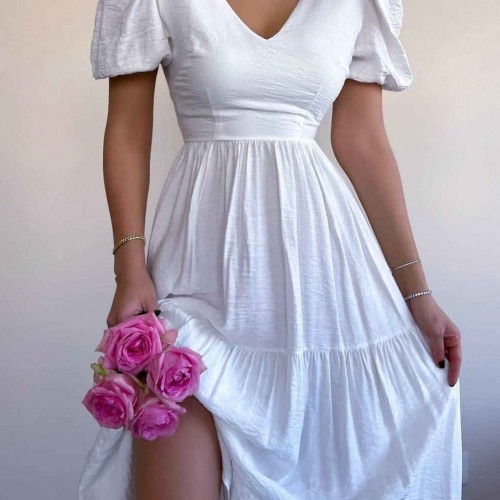 150334 TOPTAN BEYAZ ELBİSE toptan bayan giyim