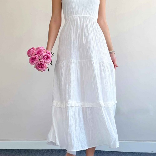 150353 TOPTAN BEYAZ ELBİSE toptan bayan giyim