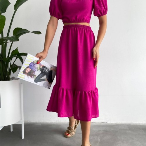 151552 TOPTAN FUŞYA ETEK TAKIM 151552 TOPTAN FUŞYA ETEK TAKIM toptan bayan giyim