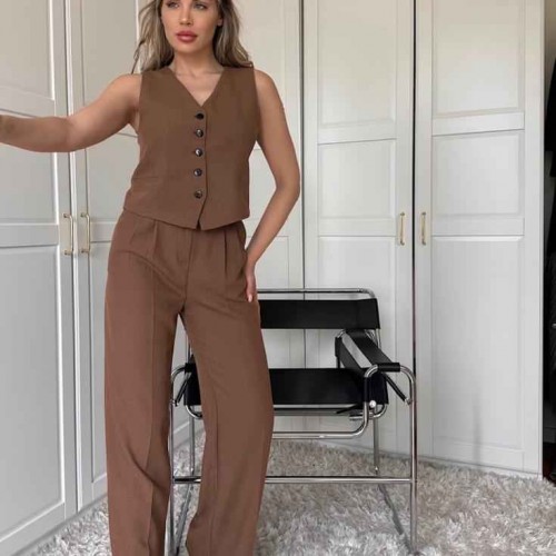 151807 TOPTAN ACI KAHVE PANTOLON TAKIM 151807 TOPTAN ACI KAHVE PANTOLON TAKIM toptan bayan giyim