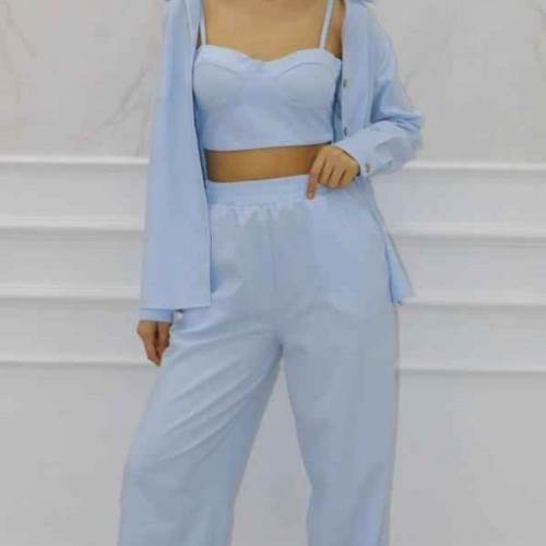 152075 TOPTAN MAVİ PANTOLON TAKIM toptan bayan giyim