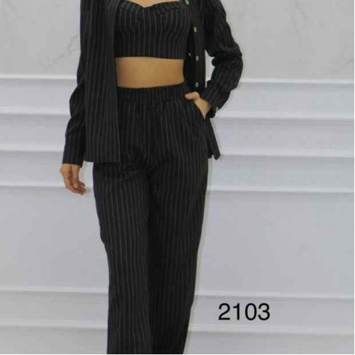 152077 TOPTAN SİYAH PANTOLON TAKIM toptan bayan giyim