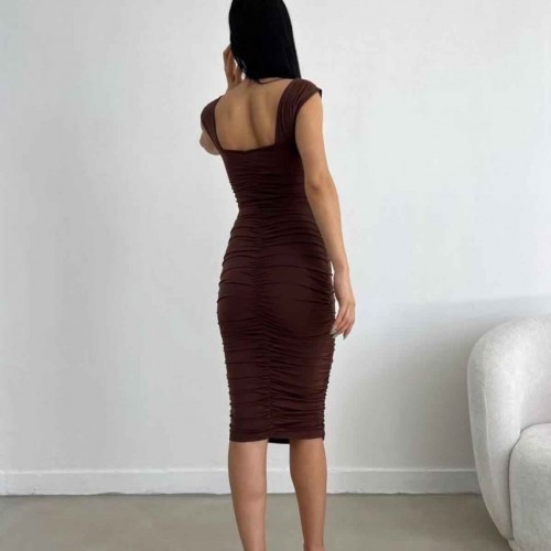 152162 TOPTAN KAHVE ELBİSE 152162 TOPTAN KAHVE ELBİSE toptan bayan giyim