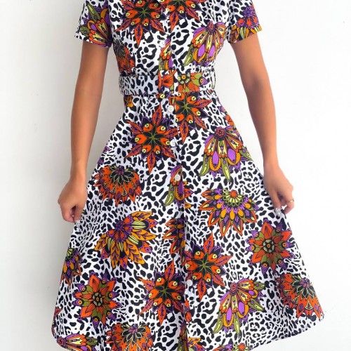 152481 TOPTAN DESENLİ ELBİSE toptan bayan giyim