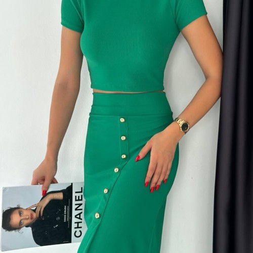 152819 TOPTAN YEŞİL ETEK TAKIM toptan bayan giyim