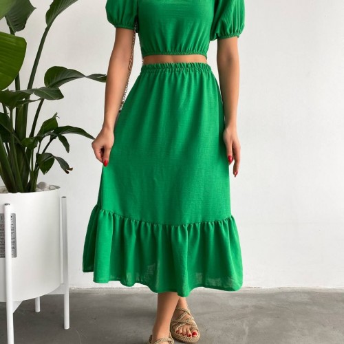 152833 TOPTAN YEŞİL ETEK TAKIM toptan bayan giyim