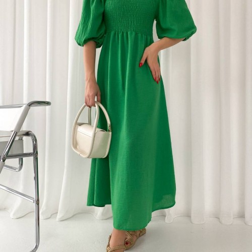 152847 TOPTAN YEŞİL ELBİSE toptan bayan giyim