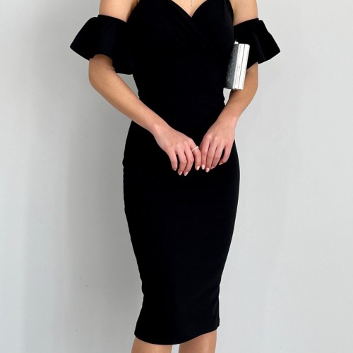 152970 TOPTAN SİYAH ELBİSE toptan bayan giyim