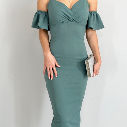 152973 TOPTAN MİNT ELBİSE toptan bayan giyim