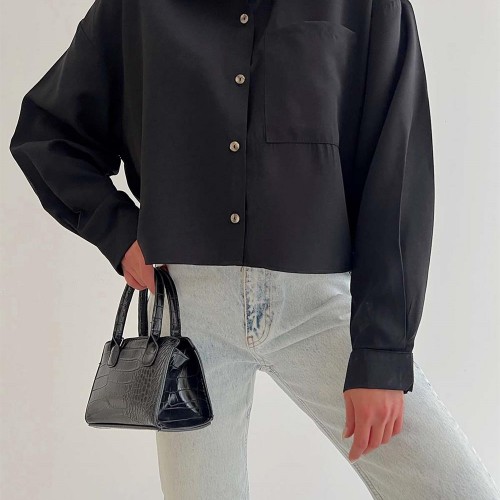 152986 TOPTAN SİYAH GÖMLEK toptan bayan giyim