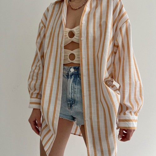 153014 TOPTAN ÇİZGİLİ GÖMLEK toptan bayan giyim