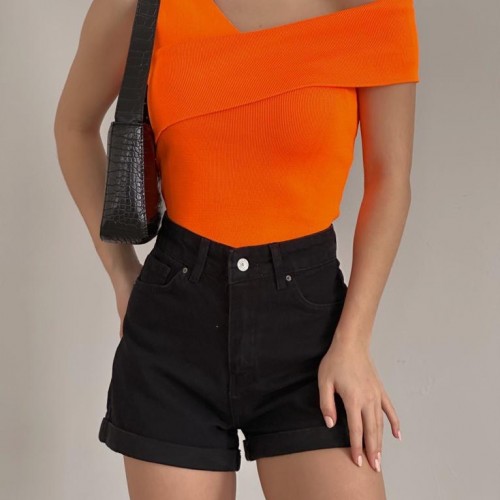 153279 TOPTAN TURUNCU BLUZ toptan bayan giyim