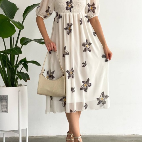 153325 TOPTAN DESENLİ ELBİSE toptan bayan giyim