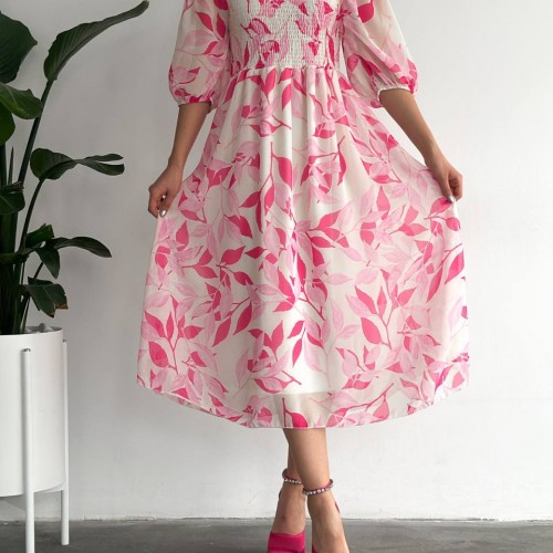 153336 TOPTAN DESENLİ ELBİSE toptan bayan giyim