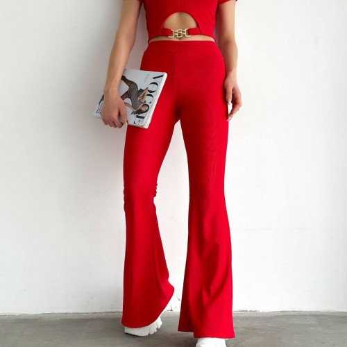 153342 TOPTAN KIRMIZI PANTOLON TAKIM toptan bayan giyim