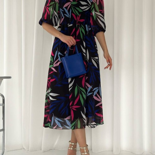 153346 TOPTAN DESENLİ ELBİSE toptan bayan giyim