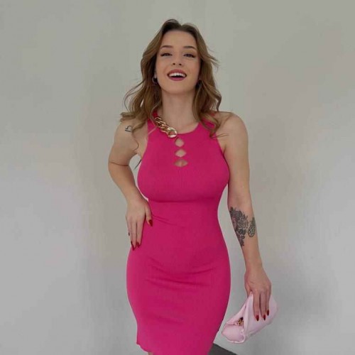 153618 TOPTAN FUŞYA ELBİSE toptan bayan giyim