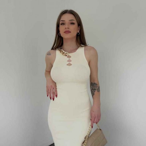 153623 TOPTAN BEYAZ ELBİSE toptan bayan giyim