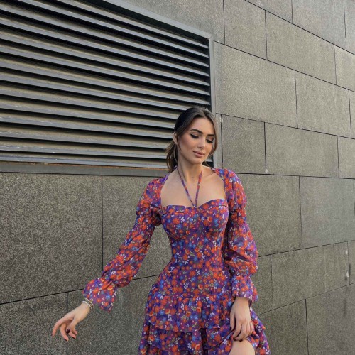 153624 TOPTAN DESENLİ ELBİSE toptan bayan giyim