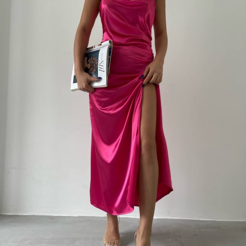 153711 TOPTAN PEMBE ELBİSE toptan bayan giyim