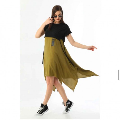 153894 TOPTAN İKİ RENKLİ ELBİSE 153894 TOPTAN İKİ RENKLİ ELBİSE toptan bayan giyim