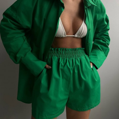 153942 TOPTAN YEŞİL ŞORT TAKIM toptan bayan giyim