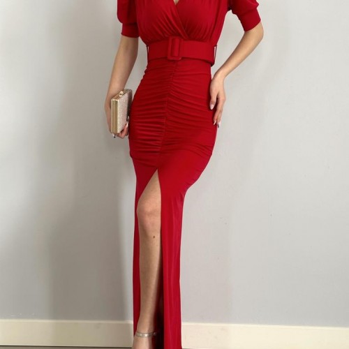 154121 TOPTAN KIRMIZI ELBİSE 154121 TOPTAN KIRMIZI ELBİSE toptan bayan giyim