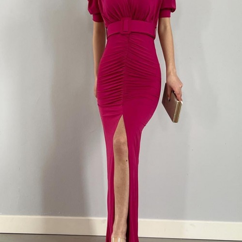 154128 TOPTAN FUŞYA ELBİSE toptan bayan giyim