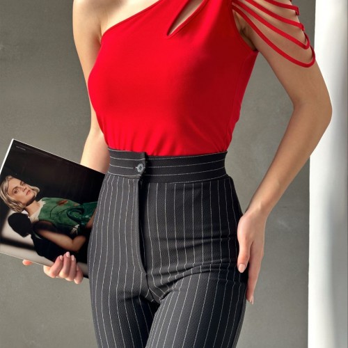 154447 TOPTAN KIRMIZI BLUZ toptan bayan giyim