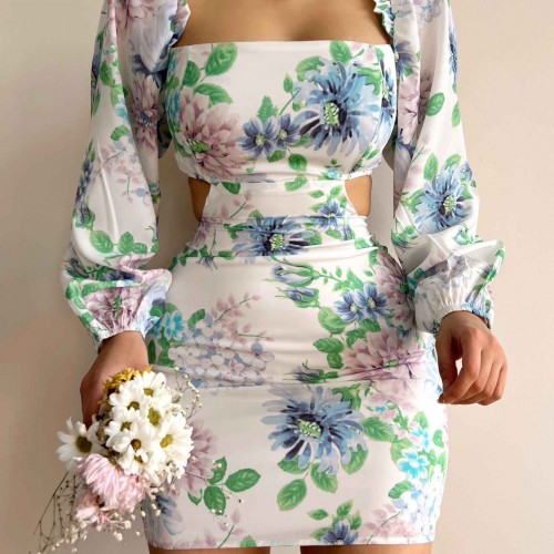 154875 TOPTAN ÇİÇEK DESENLİ ELBİSE toptan bayan giyim