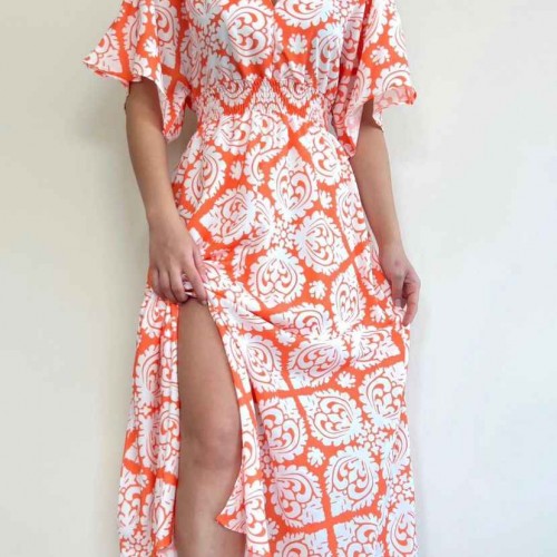 155472 TOPTAN DESENLİ ELBİSE toptan bayan giyim