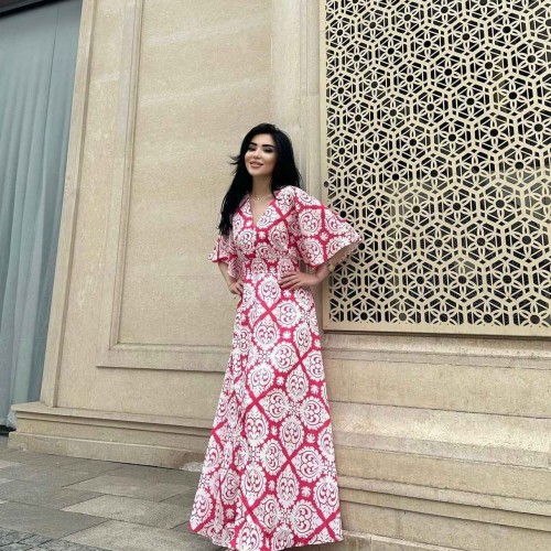 155473 TOPTAN DESENLİ ELBİSE toptan bayan giyim