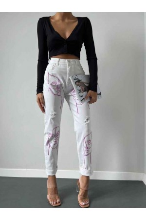 155833 patterned TROUSERS