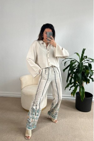 155948 patterned TROUSERS