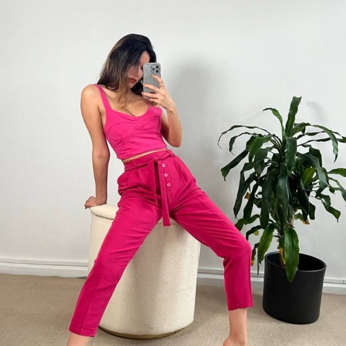 155949 TOPTAN PEMBE PANTOLON toptan bayan giyim