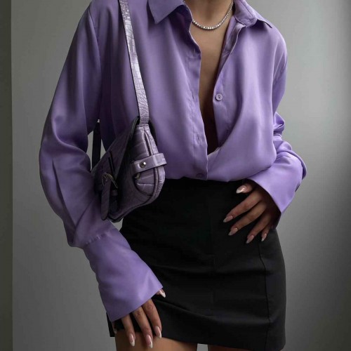 156079 TOPTAN LİLA GÖMLEK toptan bayan giyim